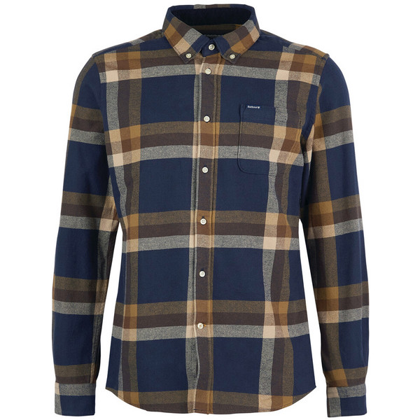 Barbour FOLLEY TAILORED CHECKED SHIRT Miehet Flanellipaita NAVY