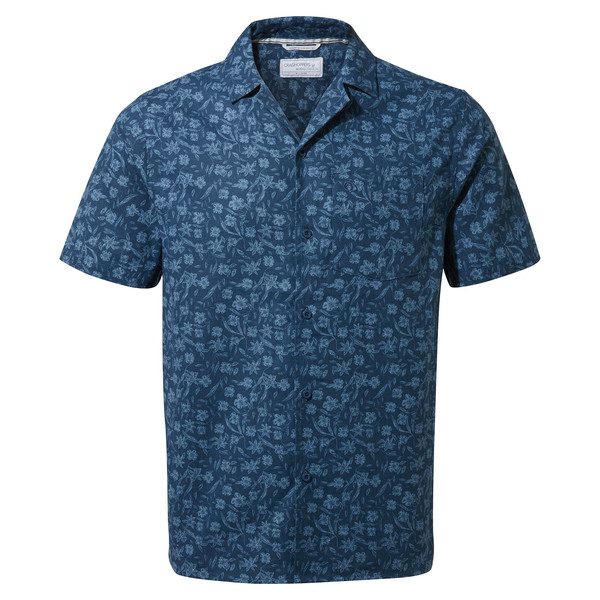 Craghoppers Passport Ss Shirt – Poseidon Blue Print – Miehet – M – Partioaitta