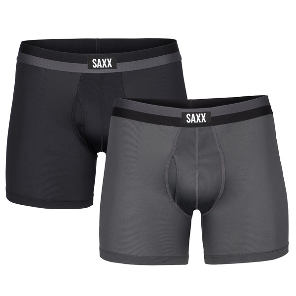 SAXX Sport Mesh Bb Fly 2pk – Black/graphite – Miehet – XXL – Partioaitta