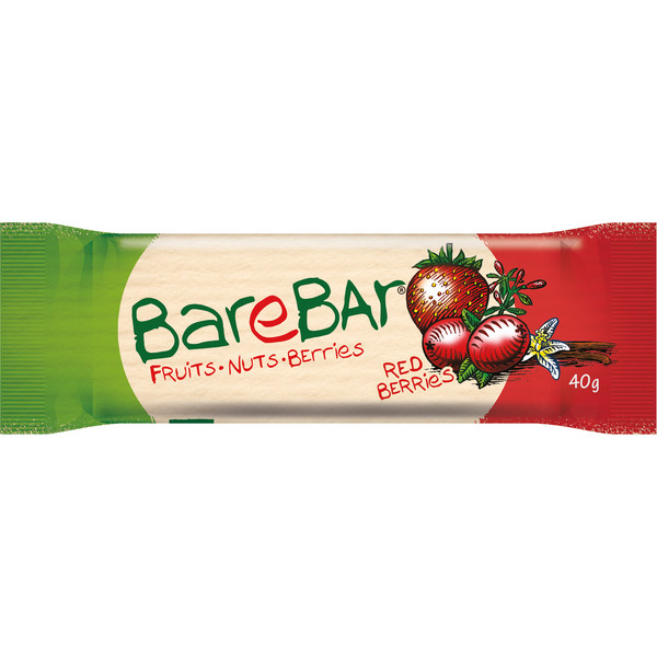 BareBar TAATELI-MARJA RED BERRIES 40G Välipalapatukka NoColor