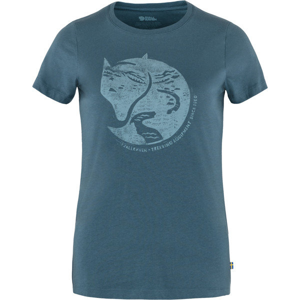 Fjällräven ARCTIC FOX PRINT T-SHIRT W Naiset T-paita INDIGO BLUE