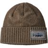 Patagonia BRODEO BEANIE Unisex Villapipo LINE LOGO RIDGE: CLASSIC NAVY - FITZ ROY TROUT PATCH: ASH TAN